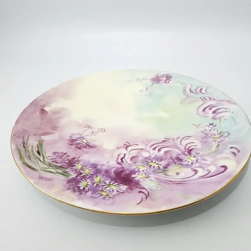 Antique T&V Tressemanes Vogt Limoges France Purple Flower 9